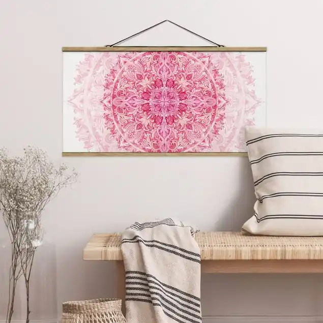 Mandala Aquarell Ornament pink Stoffbild - Querformat Garantierte Lieferung