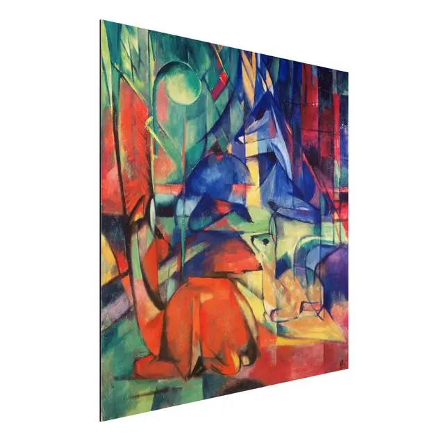 Abverkauf Franz Marc - Rehe im Walde Alu-Dibond Bild - Quadrat