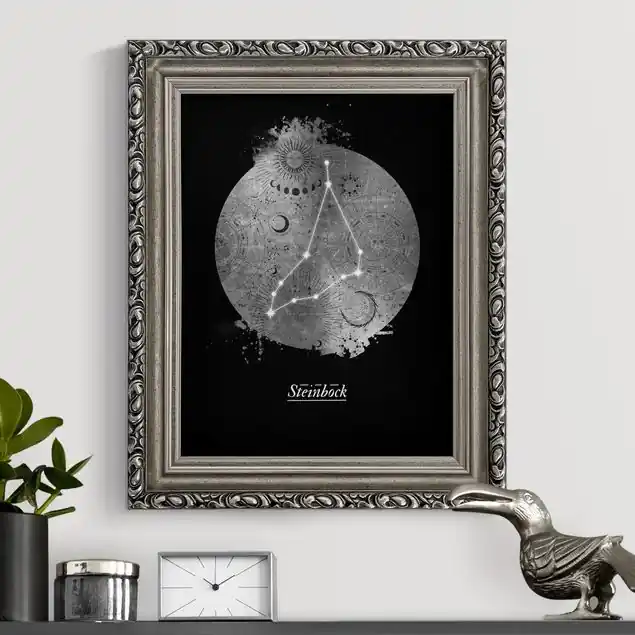 Super-Preis Sternzeichen Steinbock Silber Gerahmtes Leinwandbild