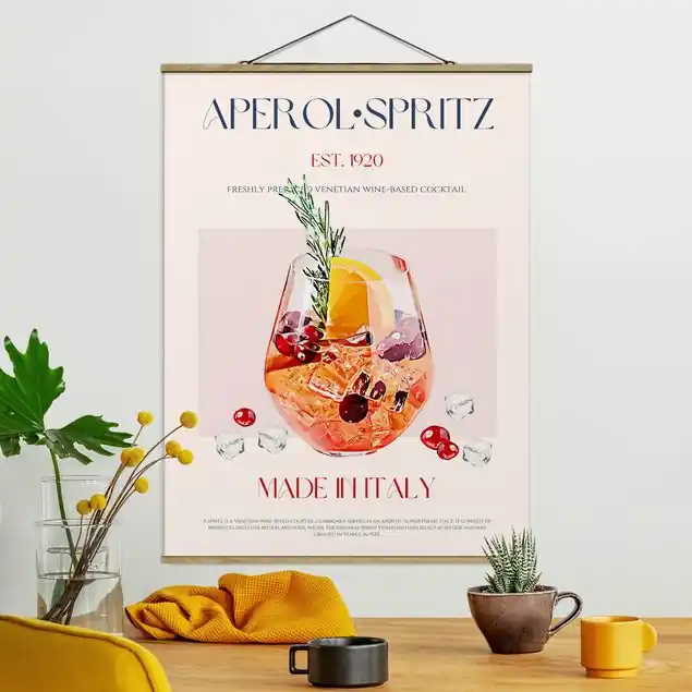 Vintageposter - Aperol Spritz Stoffbild mit Posterleisten Neue Ware