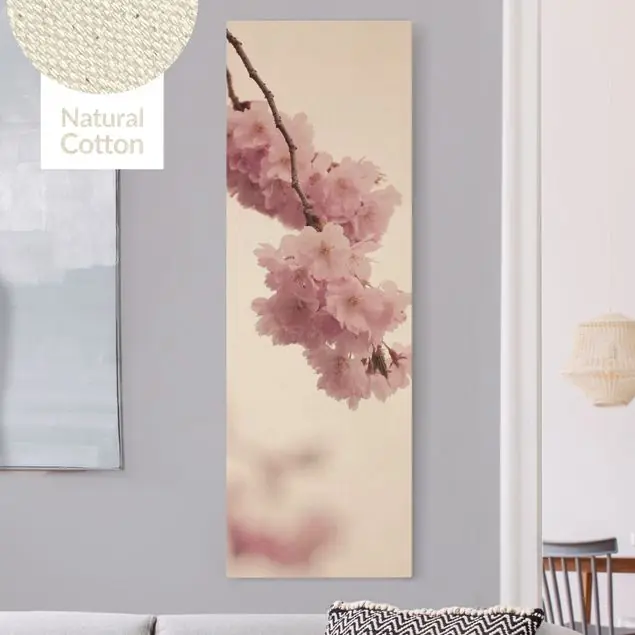 Abverkauf Zartrosane Frühlingsblüte mit Bokeh                               Leinwandbild auf Canvas Natural