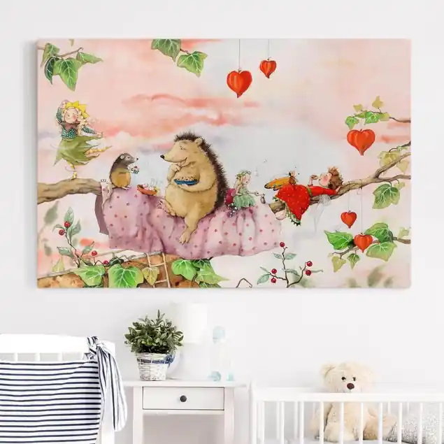 Erdbeerinchen Erdbeerfee - Auf dem Ast                               Leinwandbild – Canvas Saisonangebot