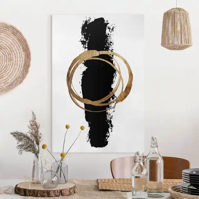 Abstrakte Formen - Gold und Schwarz                               Leinwandbild – Canvas Kracherpreis