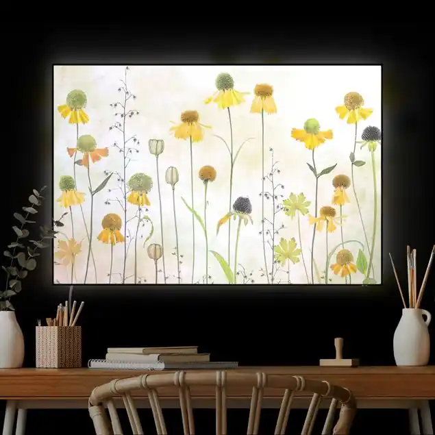 Zarte Helenium Blüten LED-Wechselbild Must-Have
