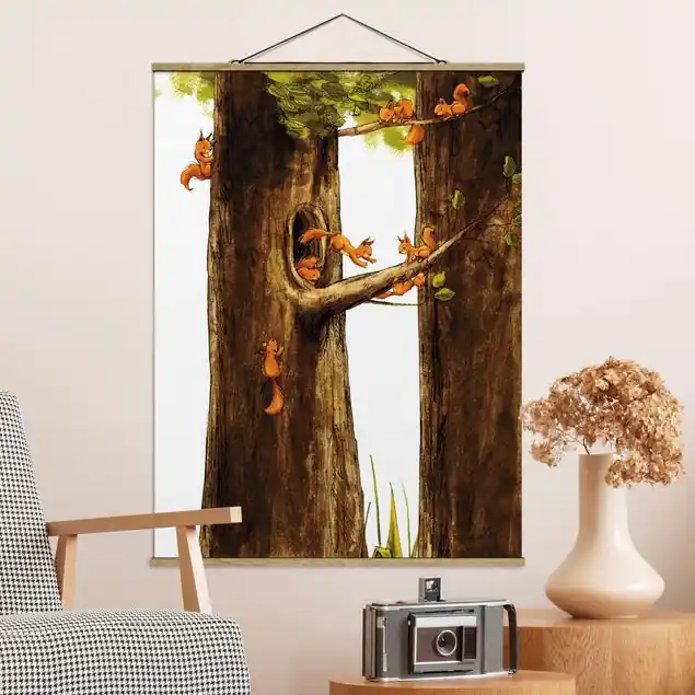 Zuhause der Einhörnchen                               Stoffbild - Hochformat Top-Preis