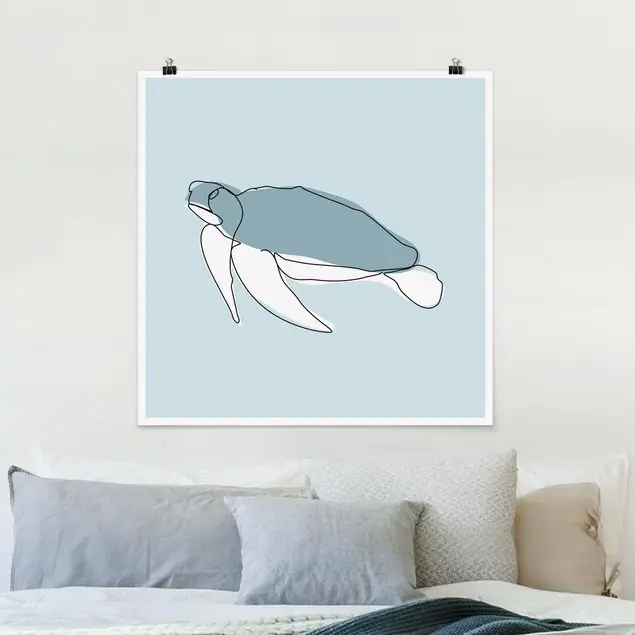 Zertifiziert Schildkröte Line Art                               Poster - Quadrat