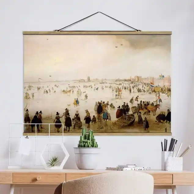 Aktuell Hendrick Avercamp - Der Broederpoort in Kampen                               Stoffbild - Querformat