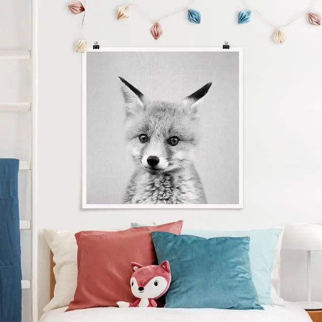 Zertifiziert Baby Fuchs Fritz Schwarz Weiß                               Poster