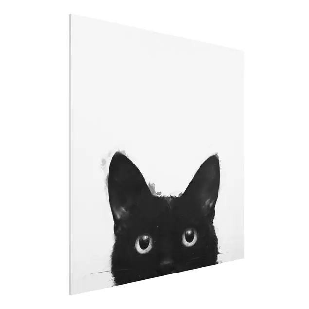 Illustration Schwarze Katze auf Weiß Malerei Forexbild - Quadrat Heißes Angebot