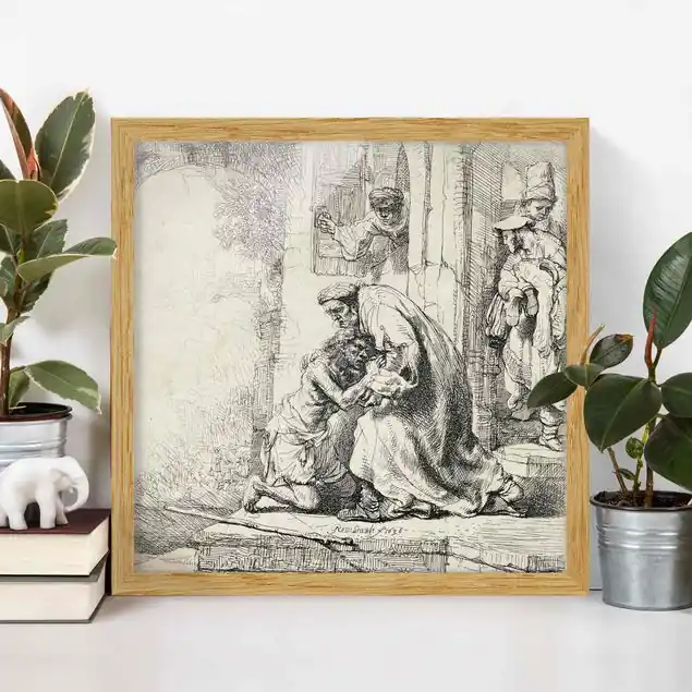 Top-Angebot Rembrandt van Rijn - Die Rückkehr des Sohnes Bild mit Rahmen - Quadrat
