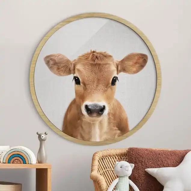 Jetzt Bestellen Baby Kuh Kira Rundes Bild mit Rahmen