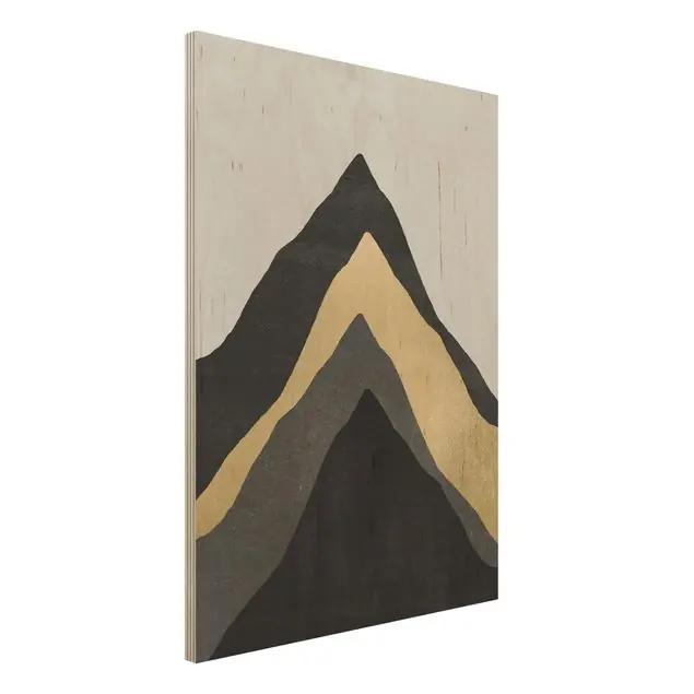 Goldener Berg Schwarz Weiß Holzbild - Hochformat 3:4 Nur Heute