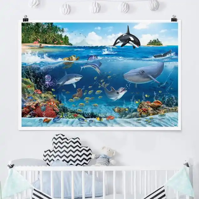 Unterwasserwelt mit Tieren                               Poster - Querformat Sale