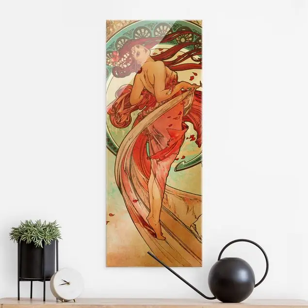 Alfons Mucha - Vier Künste - Der Tanz                               Glasbild - Hochformat Neuheit