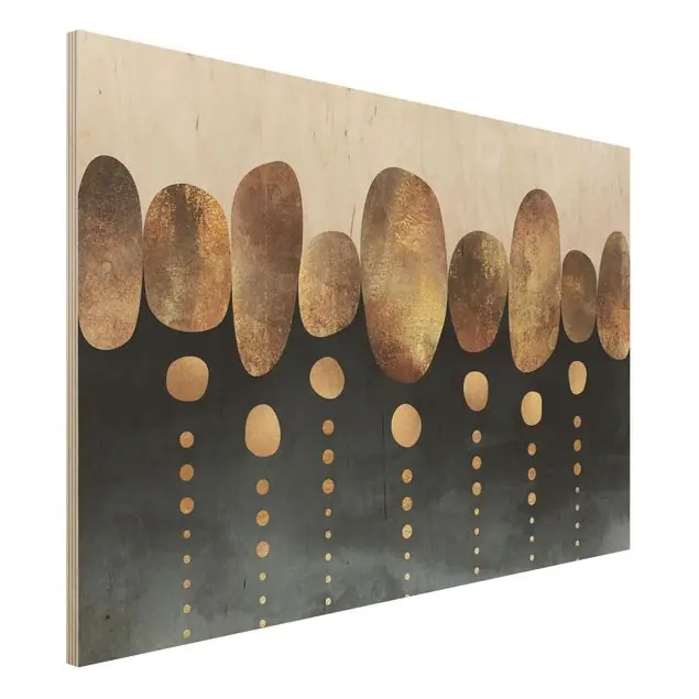Abstrakte goldene Steine                               Holzbild - Querformat 3:2 Mega-Angebot
