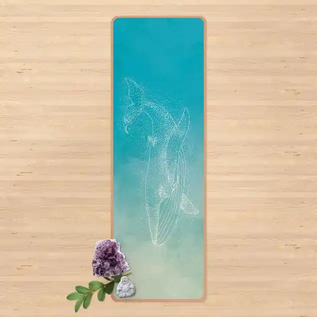 Top-Seller Blauwal auf Blauem Aquarell Yogamatte Kork