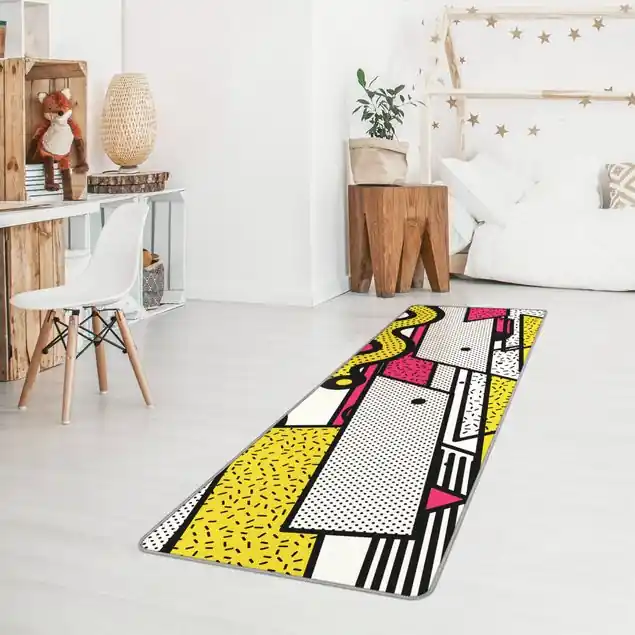 Abverkauf Komposition Neo Memphis Pink und Gelb                               Teppich