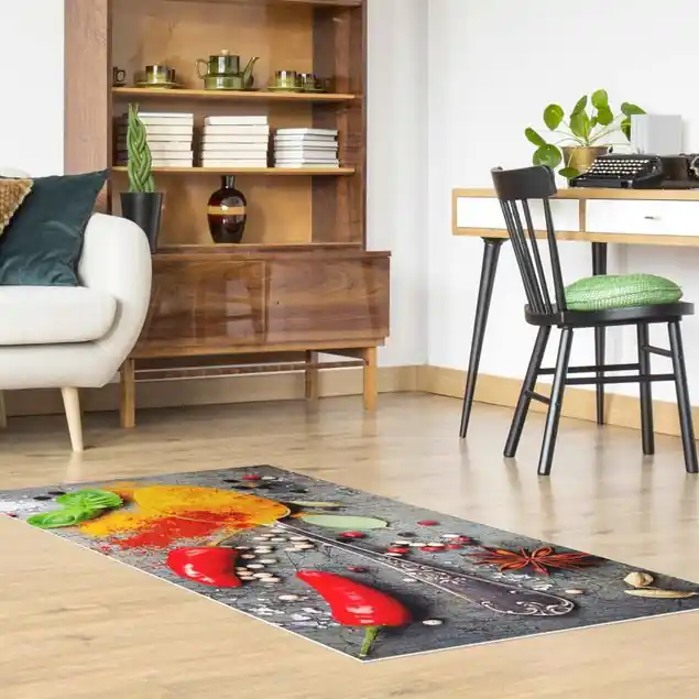 Preis Gesenkt Löffel mit Gewürzen Vinylteppich
