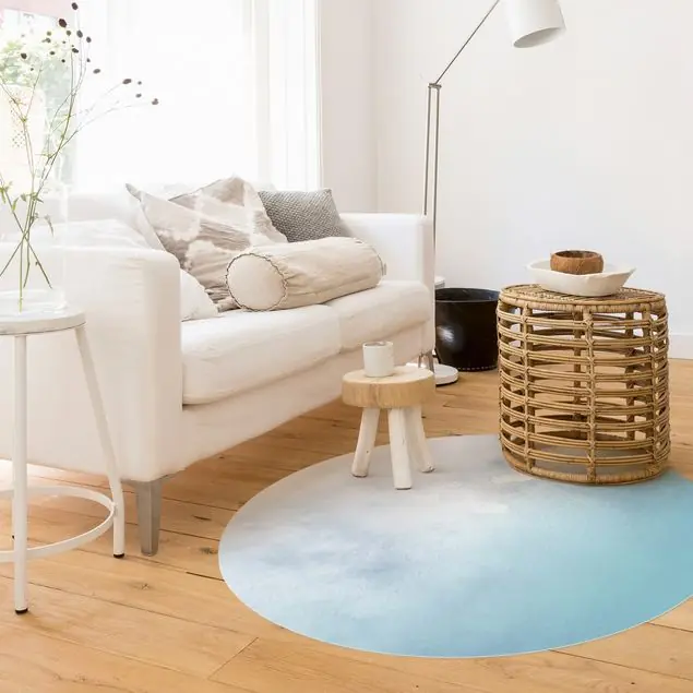 Aquarellstruktur Blauer Wellengang Runder Vinyl-Teppich Kracherpreis