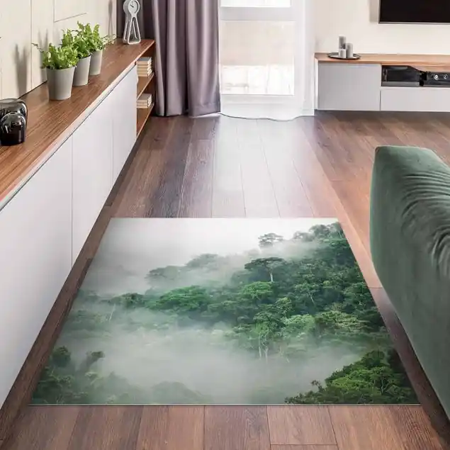 Dschungel im Nebel Vinylteppich Kostenloser Versand