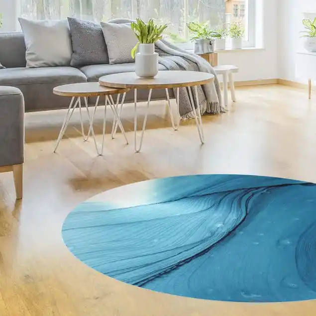 Direkt Vom Hersteller Meliertes Blau Runder Vinyl-Teppich