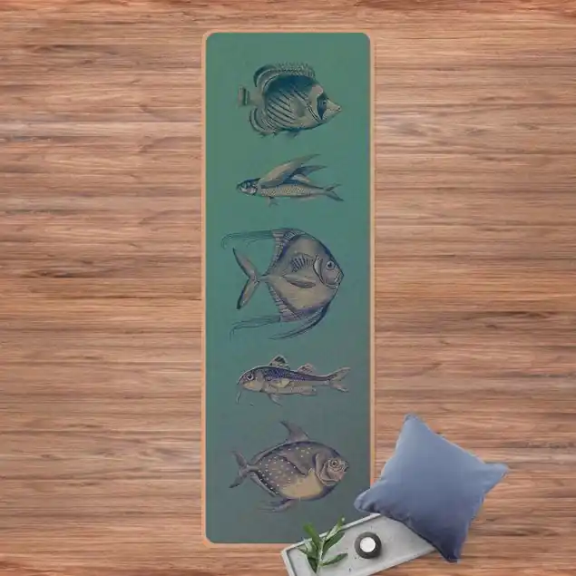 Nautik Fünf Fische Yogamatte Kork Neue Kollektion