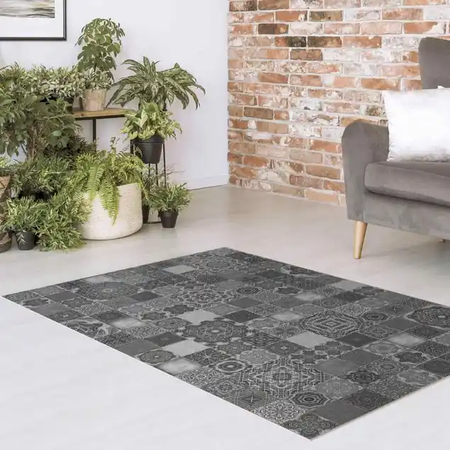 Art Deco Fliesen Grauer Marmor mit Goldschimmer Vinylteppich Markenprodukt