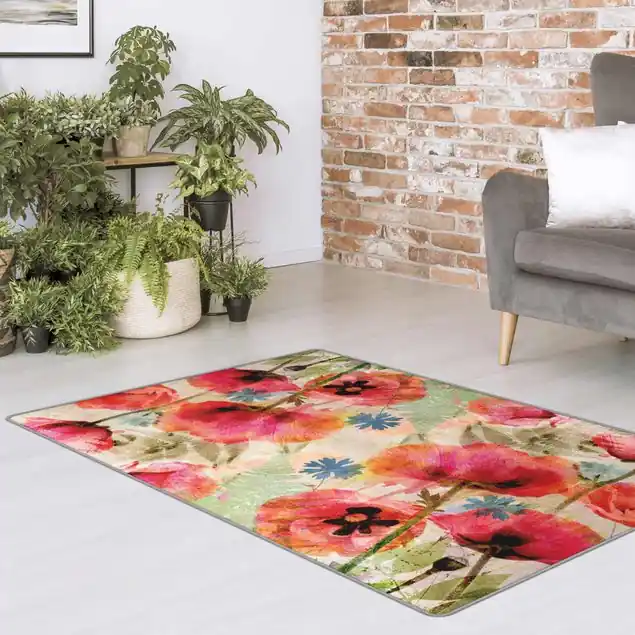 Watercolor Poppies Teppich Preiswert