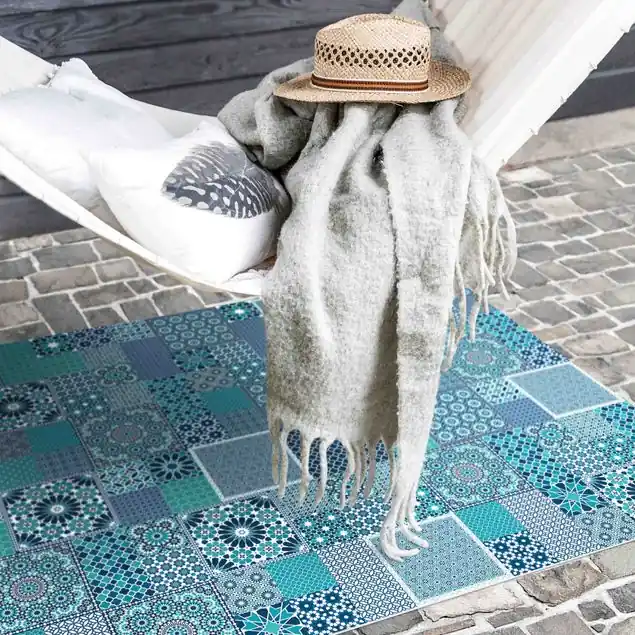 Wochenendangebot Marokkanische Mosaikfliesen türkis blau                               Vinylteppich