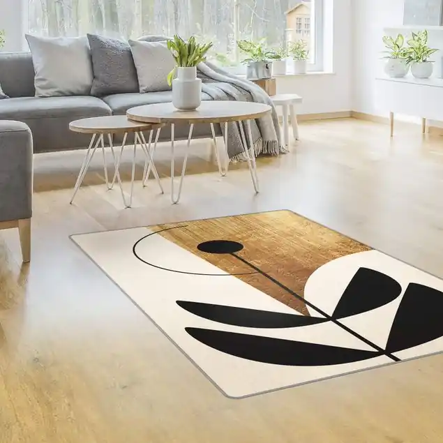 Abstrakte Formen - Blume Gold                               Teppich Sofort Bestellen