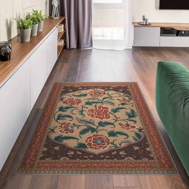 Zertifiziert Vintage Teppich mit Blumen Teppich