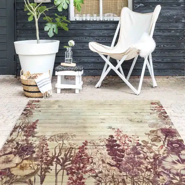 Direkt Vom Hersteller Vintage Blumen Holzoptik Vinylteppich