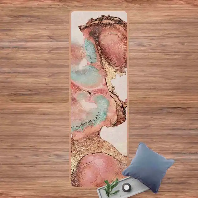 Top-Preis Goldenes Aquarell Rosé Yogamatte Kork