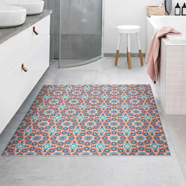 Orientalisches Muster mit bunten Blumen Vinylteppich Neuheit