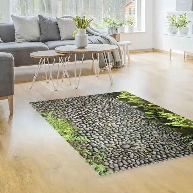 Kostenloser Versand Steinwand mit Pflanzen Vinylteppich