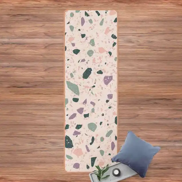 Detailliertes Terrazzo Muster Agrigento Yogamatte Kork Schneller Versand