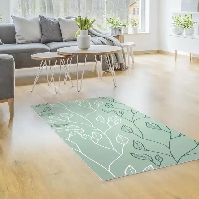 Natürliches Muster Zweige mit Blättern Vinylteppich Markenware