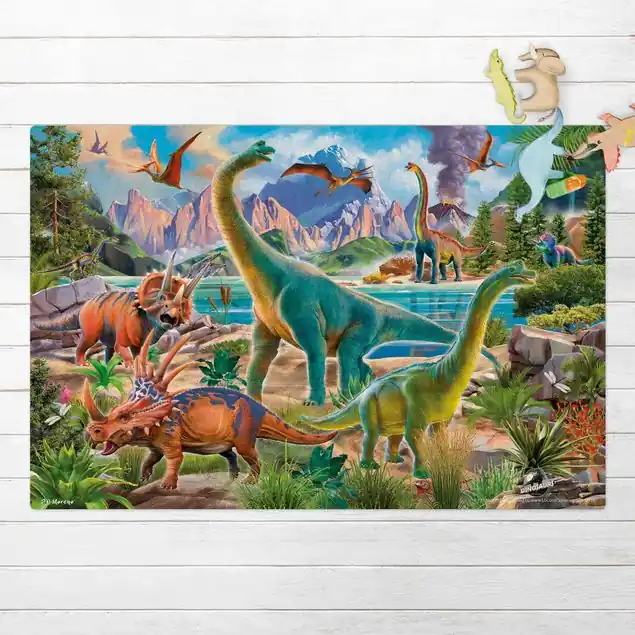 Günstig Brachiosaurus und Tricaterops Kork-Teppich