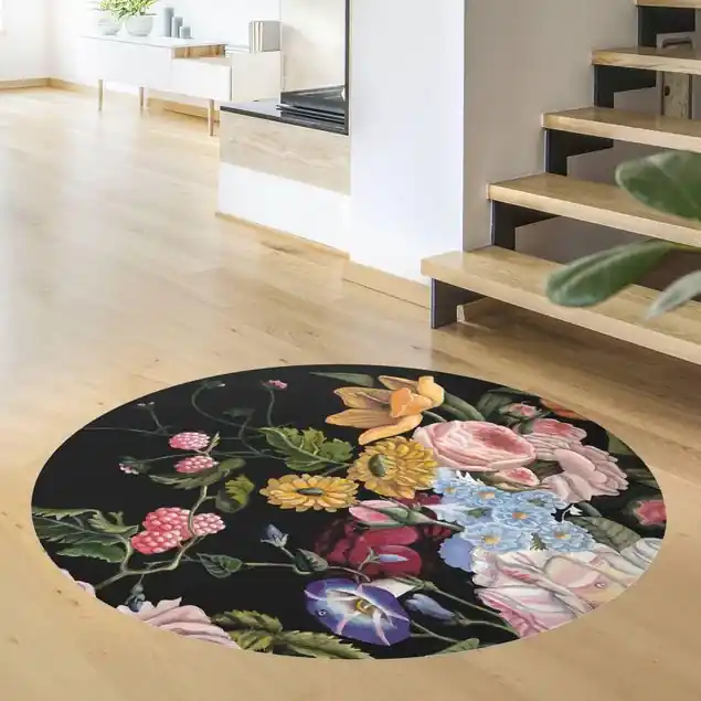 Kostenloser Versand Blumentraum Bouquet II Runder Vinyl-Teppich