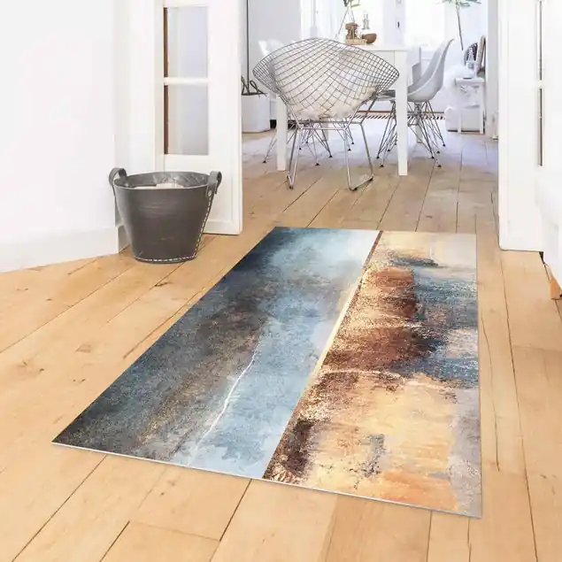 Abstraktes Seeufer in Gold Vinylteppich Sonderangebot