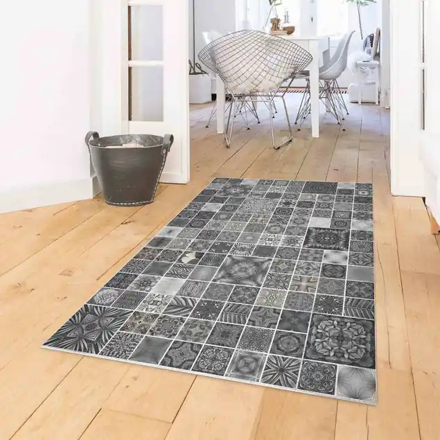 Graue Dschungelfliesen mit Silberschimmer Vinylteppich Direkt Vom Hersteller