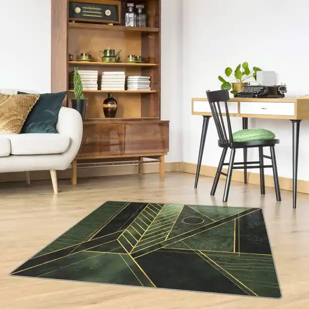 Bestpreis Geometrische Formen Smaragd Gold                               Teppich