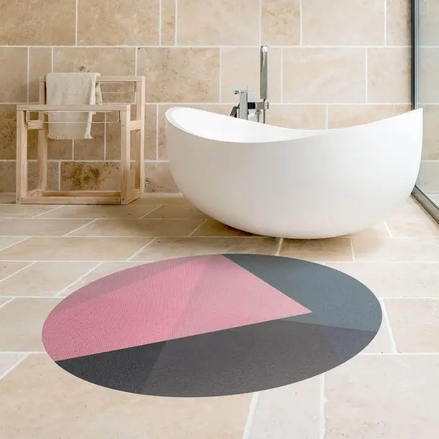 Aktuell Rosa Transparenz Geometrie Runder Vinyl-Teppich
