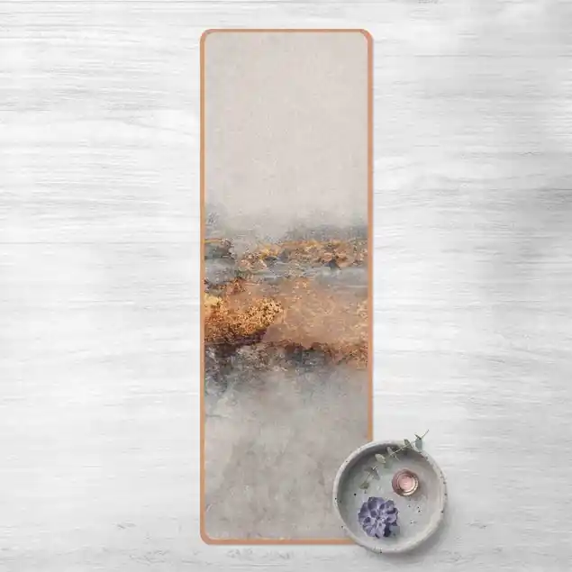 Top-Preis Gold-Grauer Nebel Yogamatte Kork