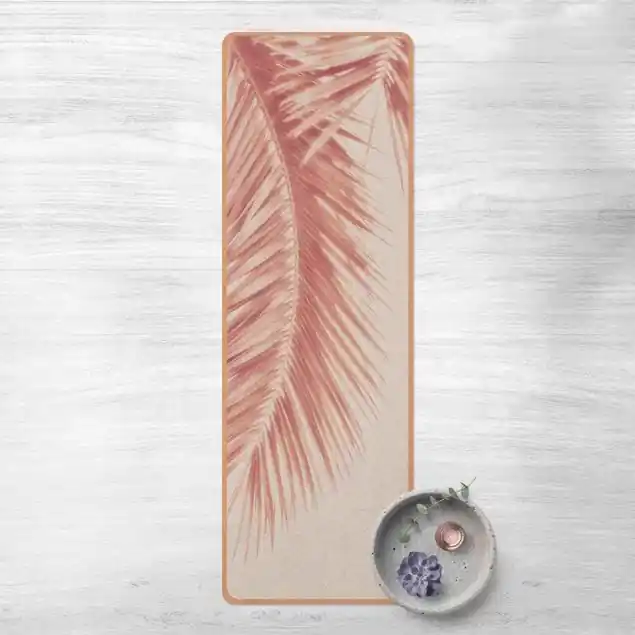 Rosegoldene Palmenblätter Yogamatte Kork Sale