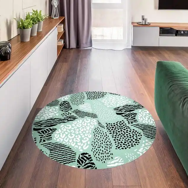 Abverkauf Animalprint Zebra Tiger Leopard Südamerika                               Runder Vinyl-Teppich
