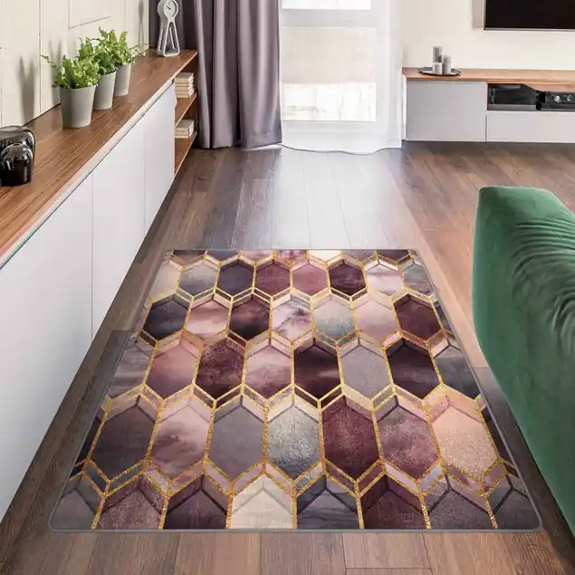 Glasmalerei geometrisch Rosé Gold Teppich Beliebt