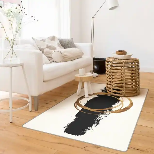Abstrakte Formen - Gold und Schwarz                               Teppich Nur Für Kurze Zeit