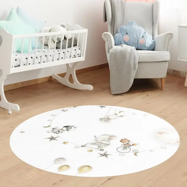 Verschlafene Zirkustiere am Trapez Runder Vinyl-Teppich Saisonangebot