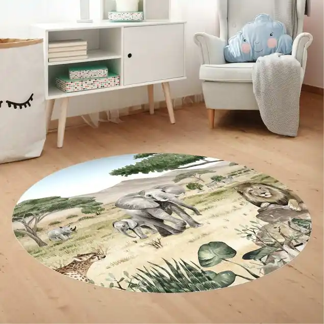 Schnäppchen Herrscher der Savanne Runder Vinyl-Teppich